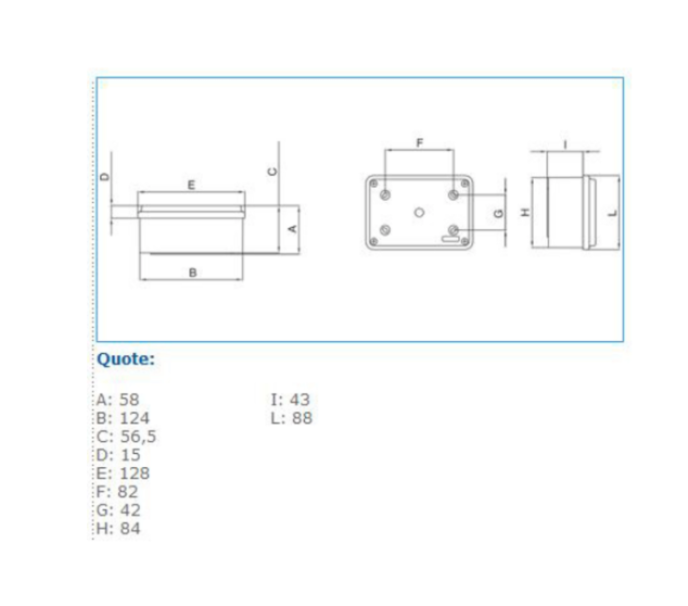 Cassetta di derivazione IP56 grigia 120x80x50 viti metalliche IP56 02 VM Bocchiotti B04842