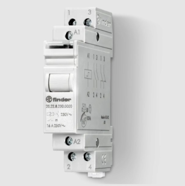 Relu00e8 ad Impulsi Modulare 2 Contatti NO, 16 A, Bobina AC 24 V Finder 202280240000