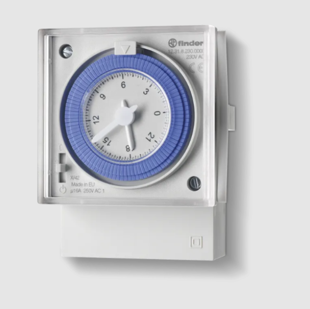 Orologio Settimanale 72x72 mm 1contatto 16A intervallo 60 min Finder 123182300007