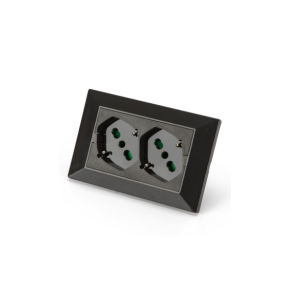 Multipresa universale da incasso opera/pla doppia presa bipasso italo/schuko 2p+t 16a precablata nero  42101