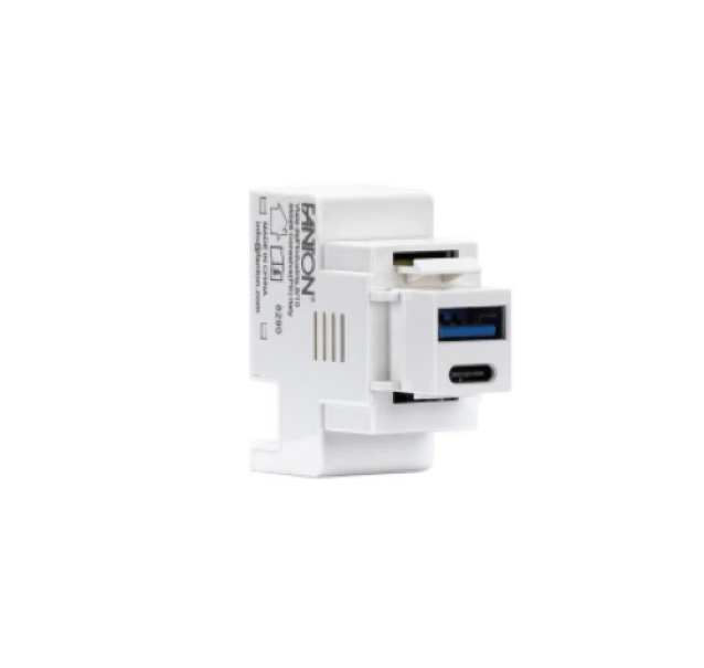 alimentatore usb keystone incasso compatto bianco con doppia porta usb a e c 20w fanton
