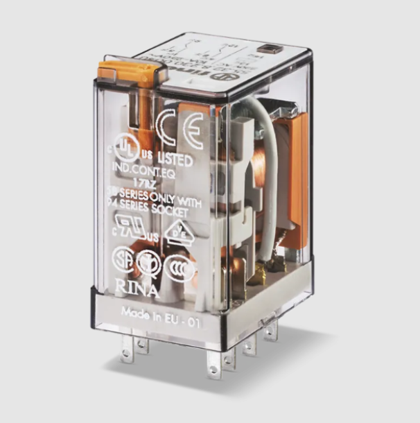 Relu00e8 Industriale 4 Contatti 7 A  Bobina DC 24 V, Innesto su Zoccolo Serie 94 Finder 553490240094
