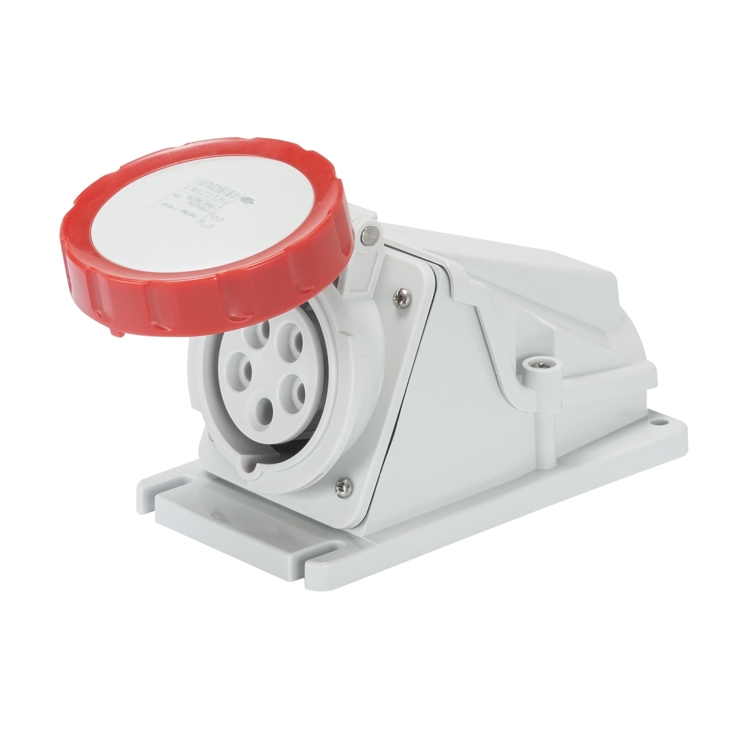 Presa fissa da parete a 90u00b0 IP67 3P+N+T 16a 380-415v 50/60Hz - rosso 6h cablaggio a vite Gewiss GW62505 