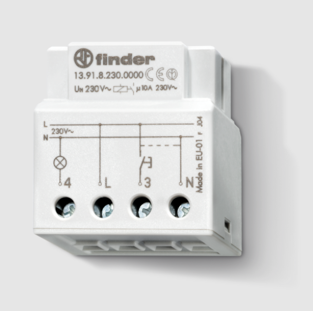Relu00e8 Elettronico ad Impulsi e Monostabile 1 NO 10 A Temporizzato, Silenzioso, 230 V AC Finder 139182300000