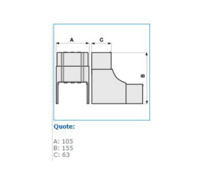 Angolo interno per canali linee TA-N / TA-EN bianco NIAV 100x60 W Bocchiotti B02471