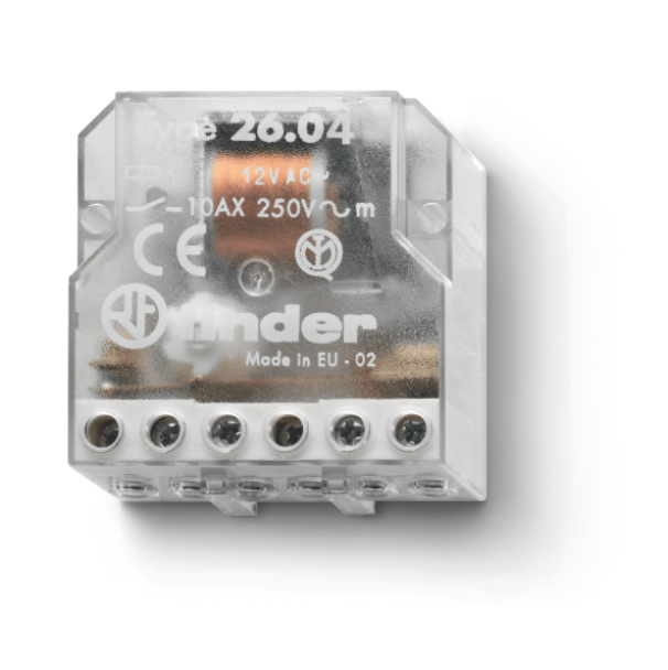 Relu00e8 ad Impulsi 2 NO 10 A Bobina AC 12 V, Montaggio da Incasso Finder 260480120000