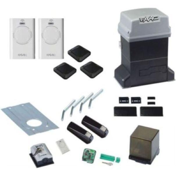 kit automazione cancelli scorrevoli FAAC 230V completo di accessori e dispositivi sicurezza