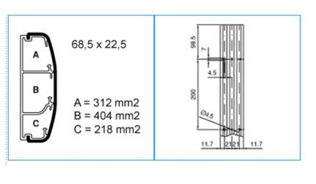 Canale cornice a 3 scomparti 68,5x22,5mm nero ardesia TCN A Bocchiotti B09698