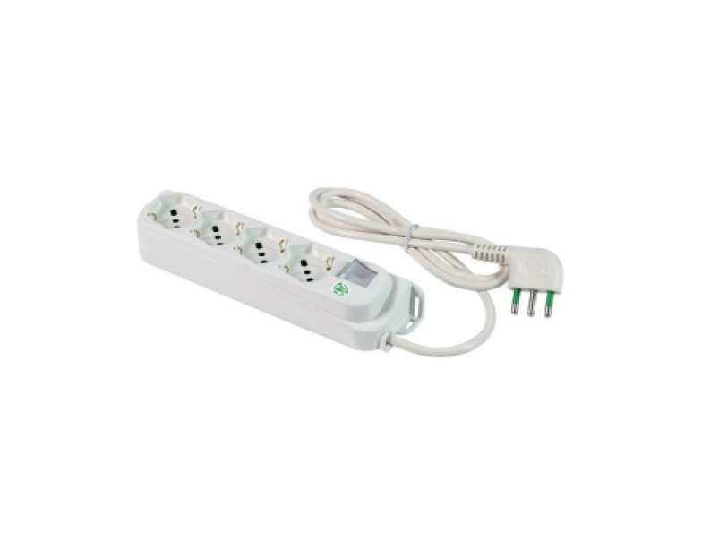Multipresa elettrica Fanton 4 prese bipasso con interruttore cavo 1,5 metri bianca