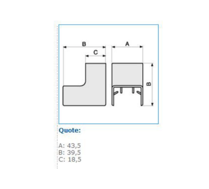 Angolo interno per minicanali TMC / TMU bianco AIM 40x17 W Bocchiotti B03071