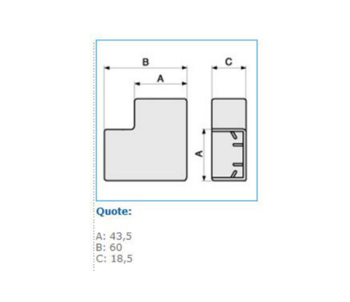 Angolo piano per minicanali TMC / TMU bianco RAL 9001 APM 40x17mm W Bocchiotti B03266