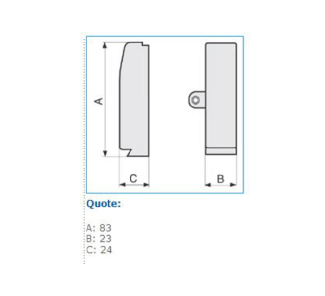 Terminale destro 81x22mm per canale battiscopa TBN bianco LDBN W bianco RAL 9001 Bocchiotti B03273
