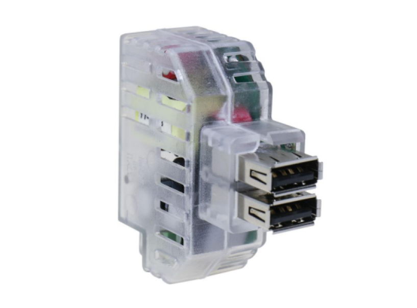 alimentatore usb da incasso keystone doppia porta grigio trasparente fanton ricarica dispositivi elettronici