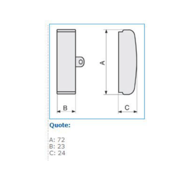 Terminale 68x22mm  per canale cornice TCN bianco LCN W Bianco RAL 9001 Bocchiotti B03279
