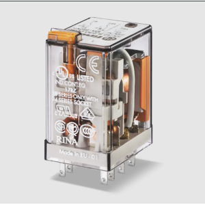 Relè 24v dc, 10a, 2 scambi, led, pulsante di test, agni serie 55.32  553290240094