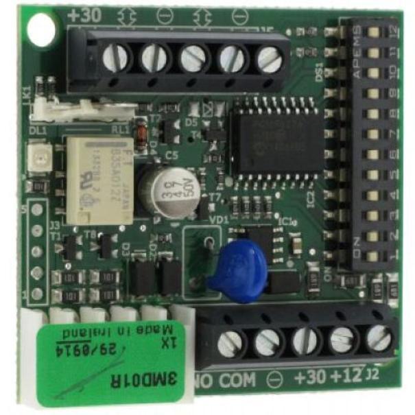 Scheda decoder per automazione cancelli FAAC vista frontale con dip switch e relu00e8