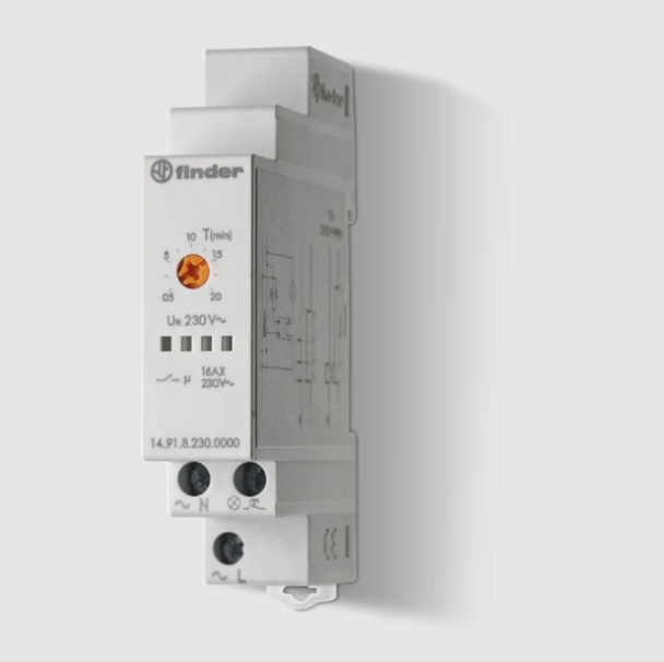 Temporizzatore Luce Scale Monofunzione 16A, 230V AC, Montaggio su Guida DIN Finder 149182300000