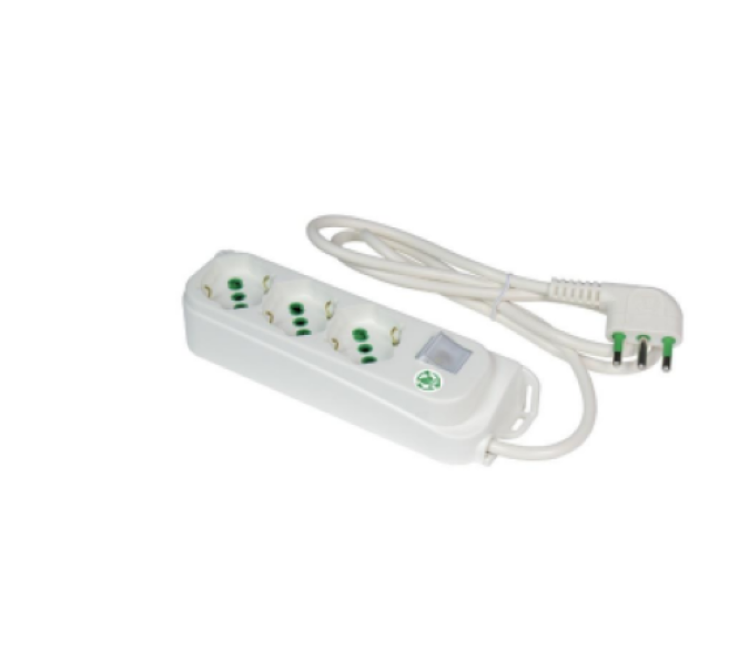 Multipresa elettrica 3 prese bipasso italiana tedesca interruttore cavo 1,5 metri Fanton bianca