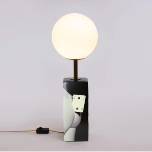Lampada da tavolo a led in porcellana 2 di spade  d 24 cm  collezione toiletpaper home  15252