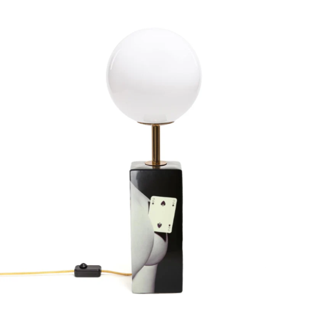 Lampada da Tavolo a Led in Porcellana 2 di spade  D 24 cm  collezione TOILETPAPER HOME Seletti 15252