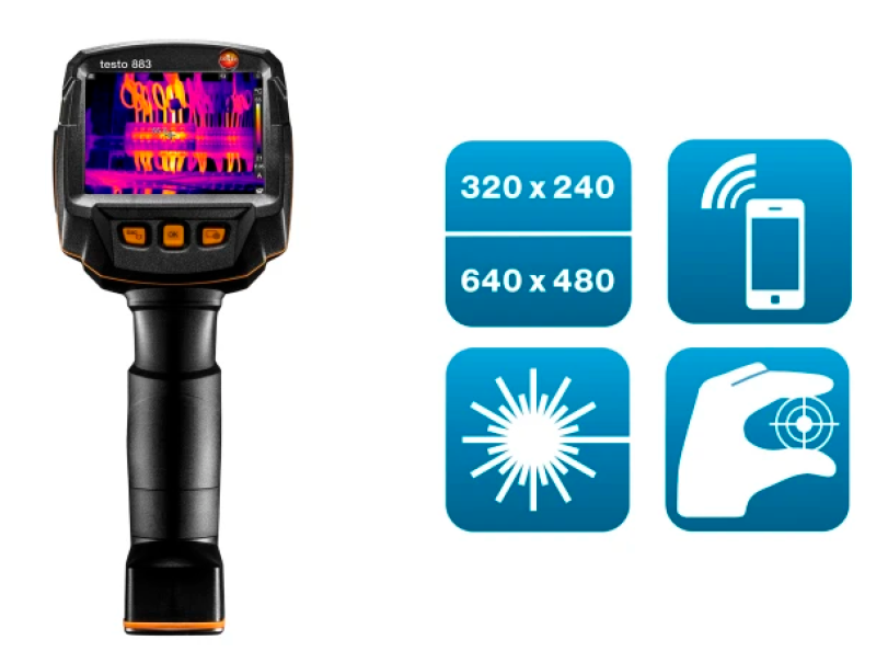 Termocamera professionale 320x240 px con SuperResolution, WiFi e Bluetooth 883 Testo 0560 8830
