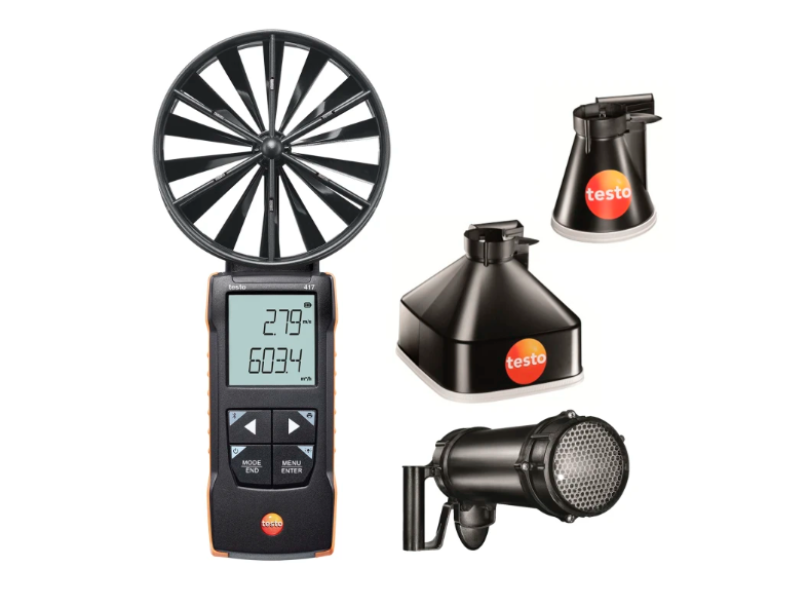 Kit 2 Anemometro a elica 417 con imbuti e rettificatore di flusso per HVAC Testo 0563 2417