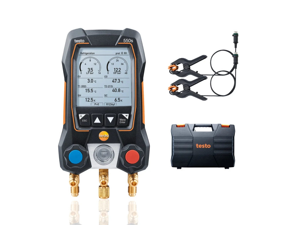 Kit Manifold Digitale 2 Vie con Bluetooth e Sonde a Pinza Cablate 550s Testo 0564 5501