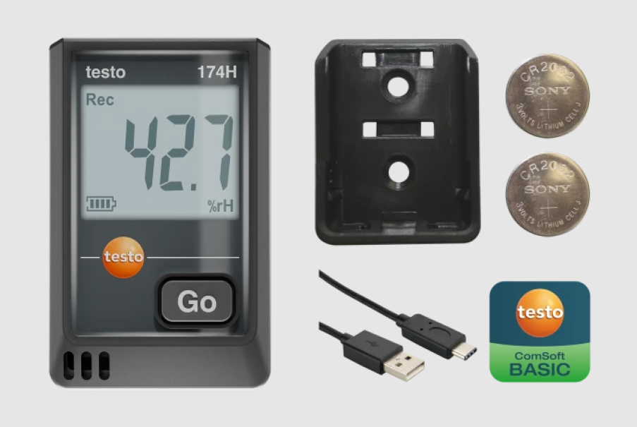 Mini data logger per temperatura e umiditu00e0 con USB-C e software PC 174 H Testo 0572 1741 02
