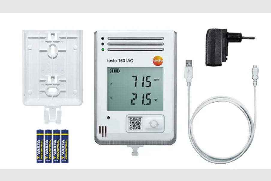 Data logger WiFi con display e sensori integrati per temperatura, umiditu00e0, CO2 e pressione atmosferica 160 IAQ Testo 0572 2014