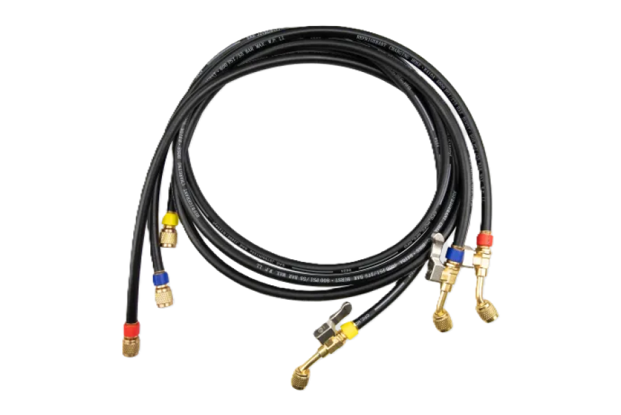 Set tubi di carica 2114 3 flessibili 1/4 x 5/16 SAE, 1,5 m, per refrigeranti HVAC Testo 0554