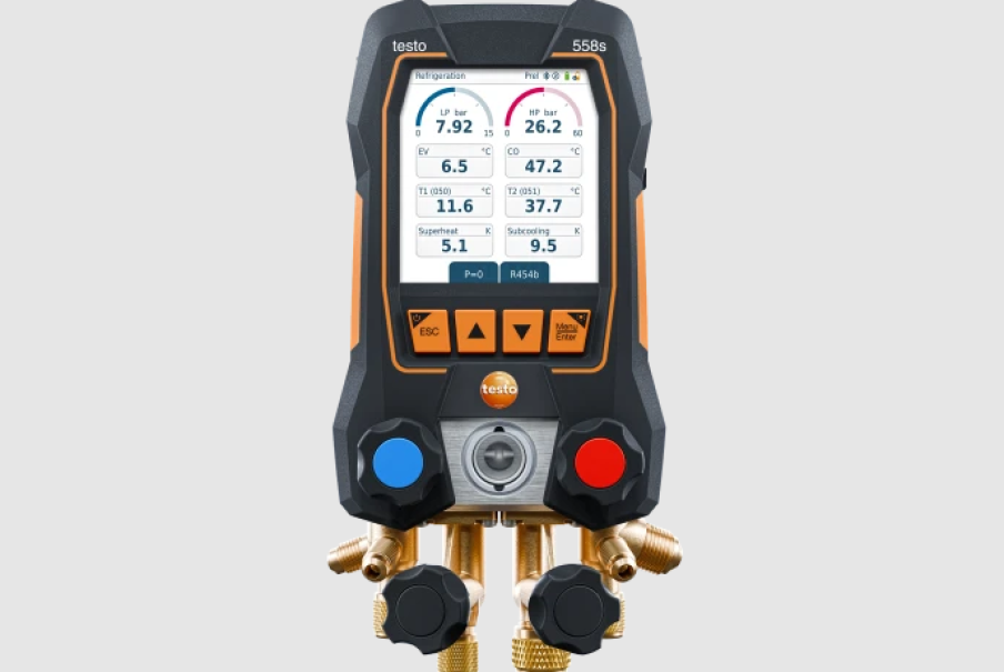 Manometro 558s con blocco valvole a 4 vie  per Impianti di Refrigerazione e Climatizzazione Testo 0564 5581