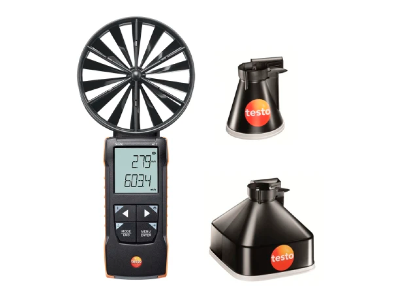 Anemometro Digitale Tipo 417 a Elica con App Diametro 100 mm e Coni di Misura Inclusi Testo 0563 1417