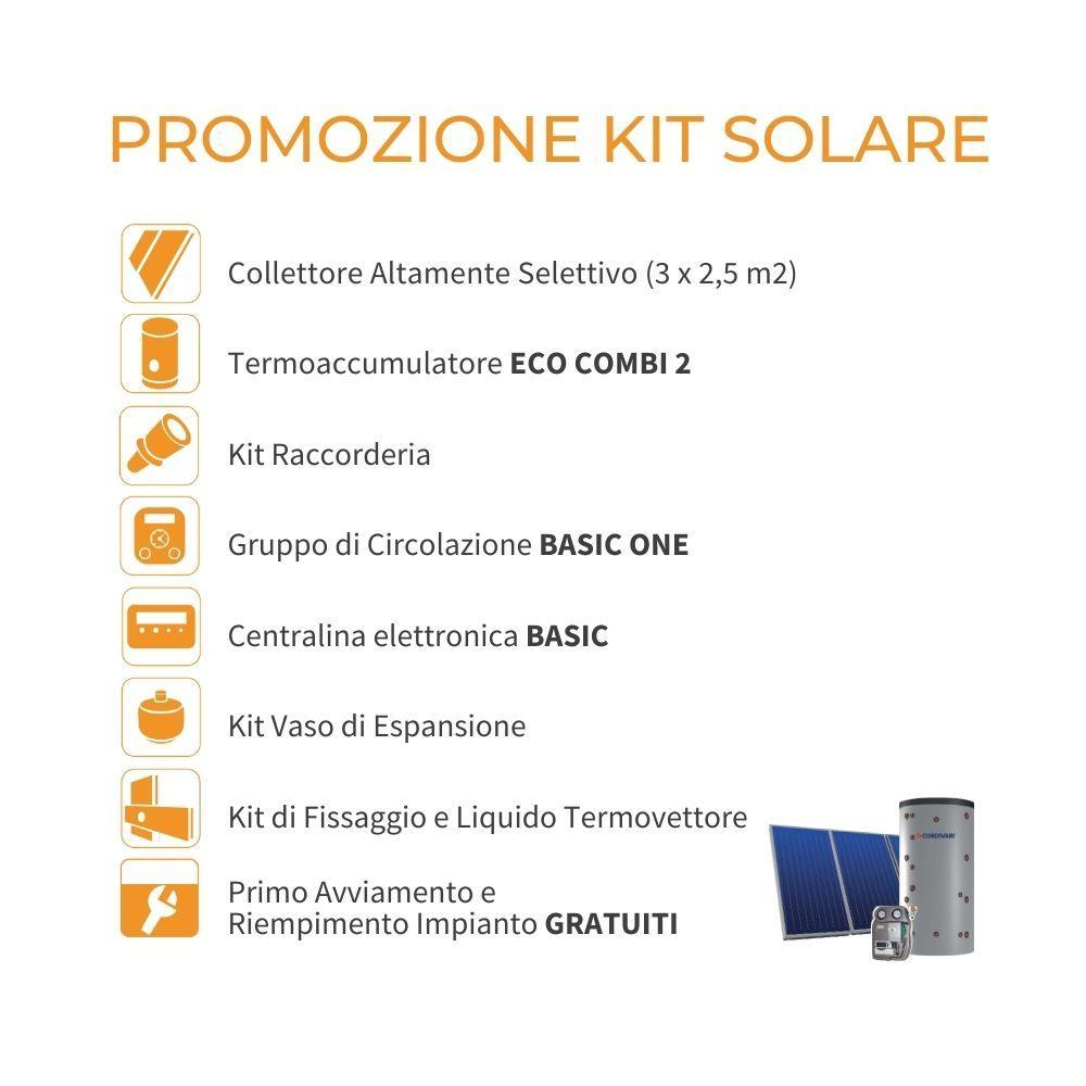 Sistema termico solare a circolazione forzata tetto a falda 7,5mq 500 litri Eco Basic Habitat Cordivari 3410316613470