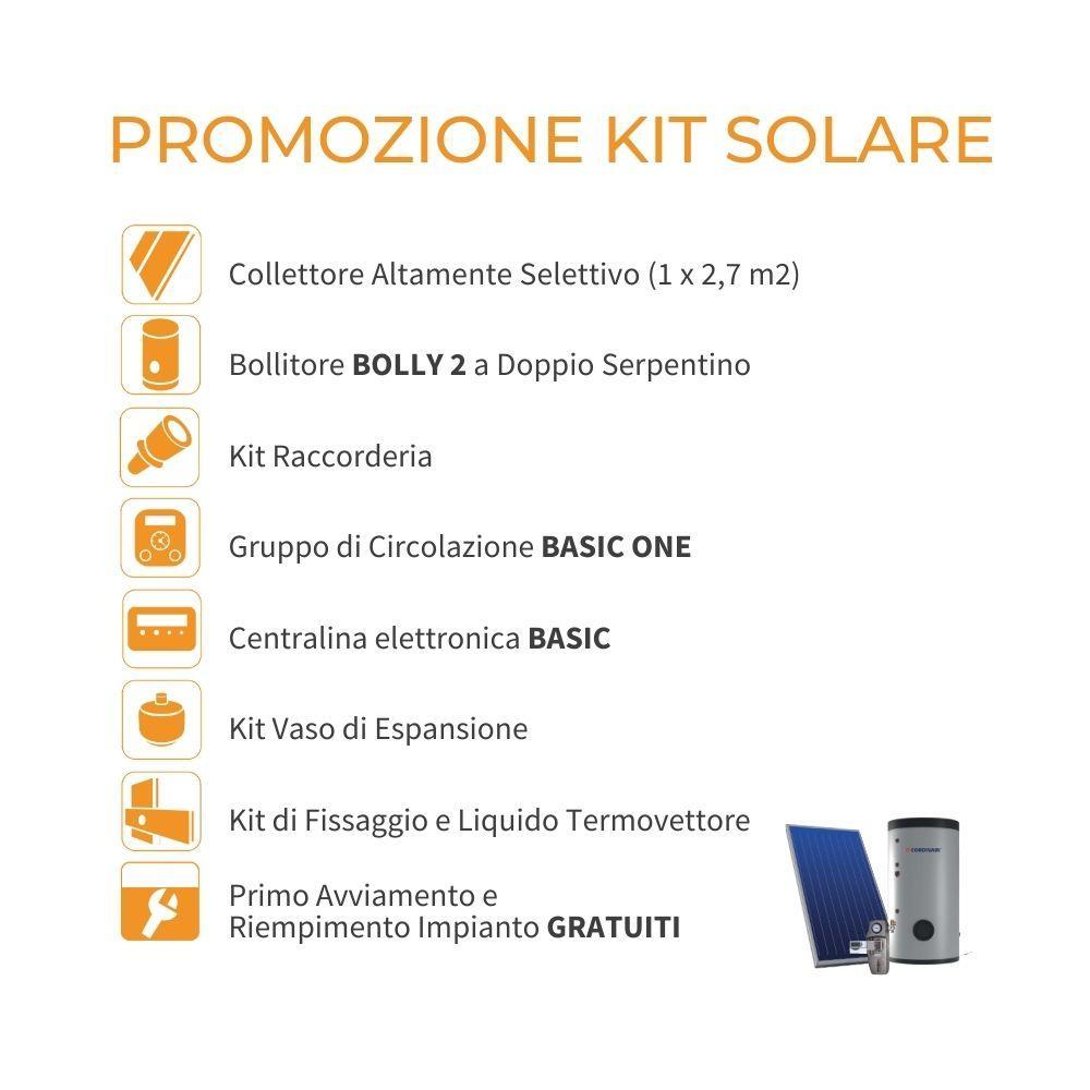 Sistema termico solare a circolazione forzata tetto a falda 2,7mq 200 litri Eco Basic B2 Cordivari 3410316618358