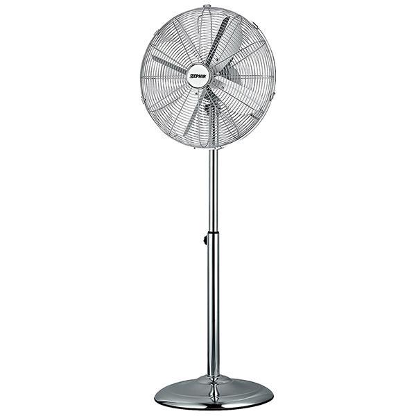 Ventilatore a piantana cromato con Pala 40 cm, base tonda, altezza 140 cm, 50W Zephir PF40CR 