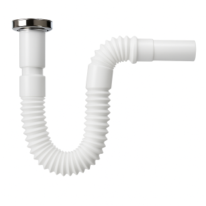 Sifone ribassato per vasca uso sanitario in pe-hd con uscita orientabile e dado ottone  si004092