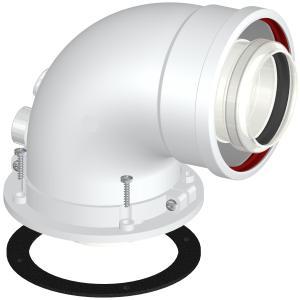 Curva coassiale di partenza ø60/100 per caldaie a condensazione in pp bianco con guarnizione epdm inclusa  pac paccp u1 d60-100