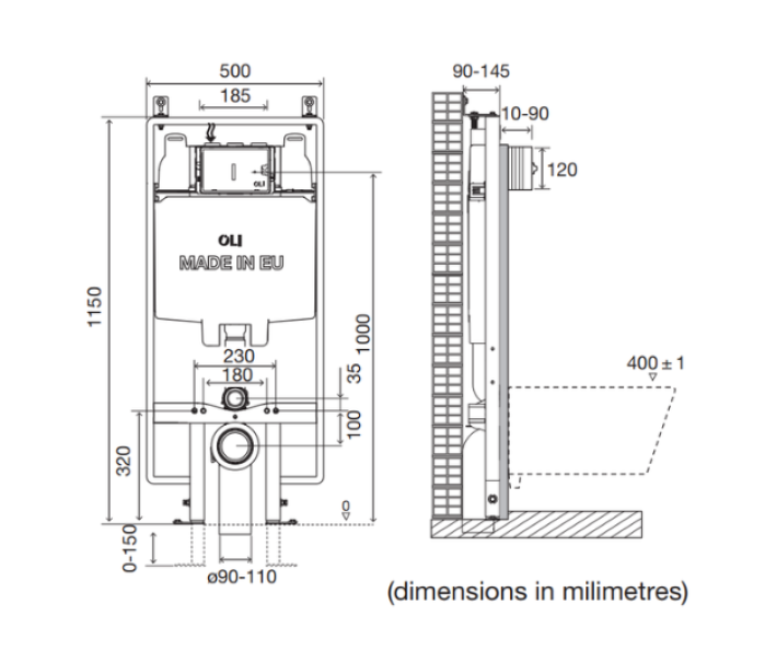 cassetta incasso pneumatica OLI74 Plus S80 Sanitarblock