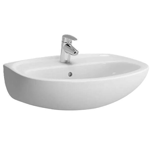 Lavabo in ceramica bianca VitrA Normus 60 cm con foro rubinetto e troppo-pieno