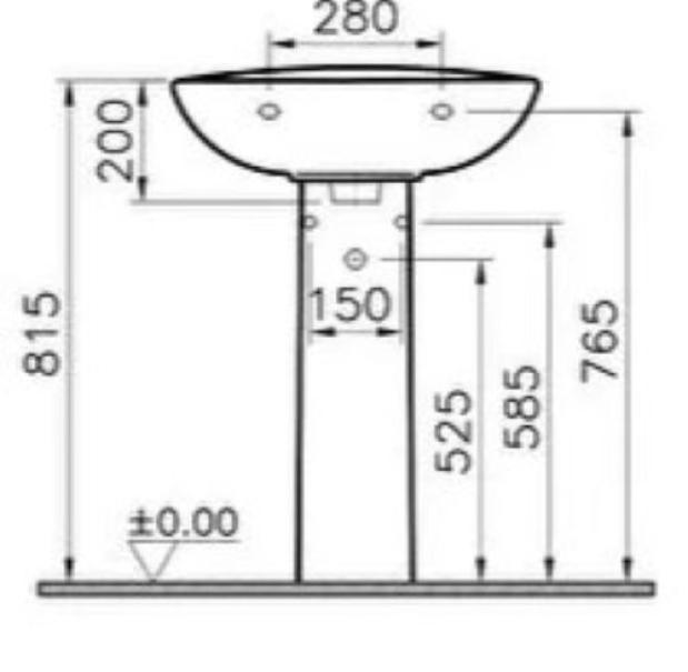 Lavabo in ceramica bianca VitrA Normus 60 cm con foro rubinetto e troppo-pieno