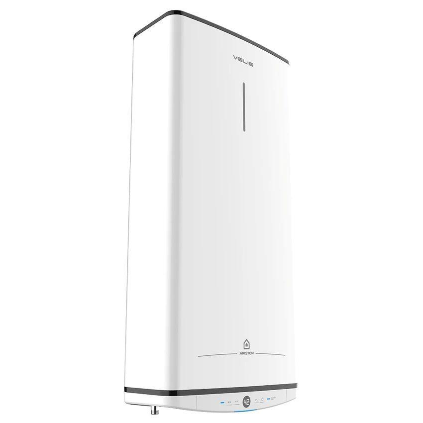 Scaldabagno Ariston Velis Pro vista laterale ultrasottile per installazione orizzontale o verticale
