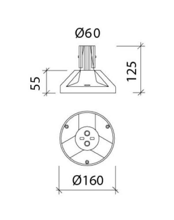 Base nera u00d860 mm con espansori Mareco MISTRAL