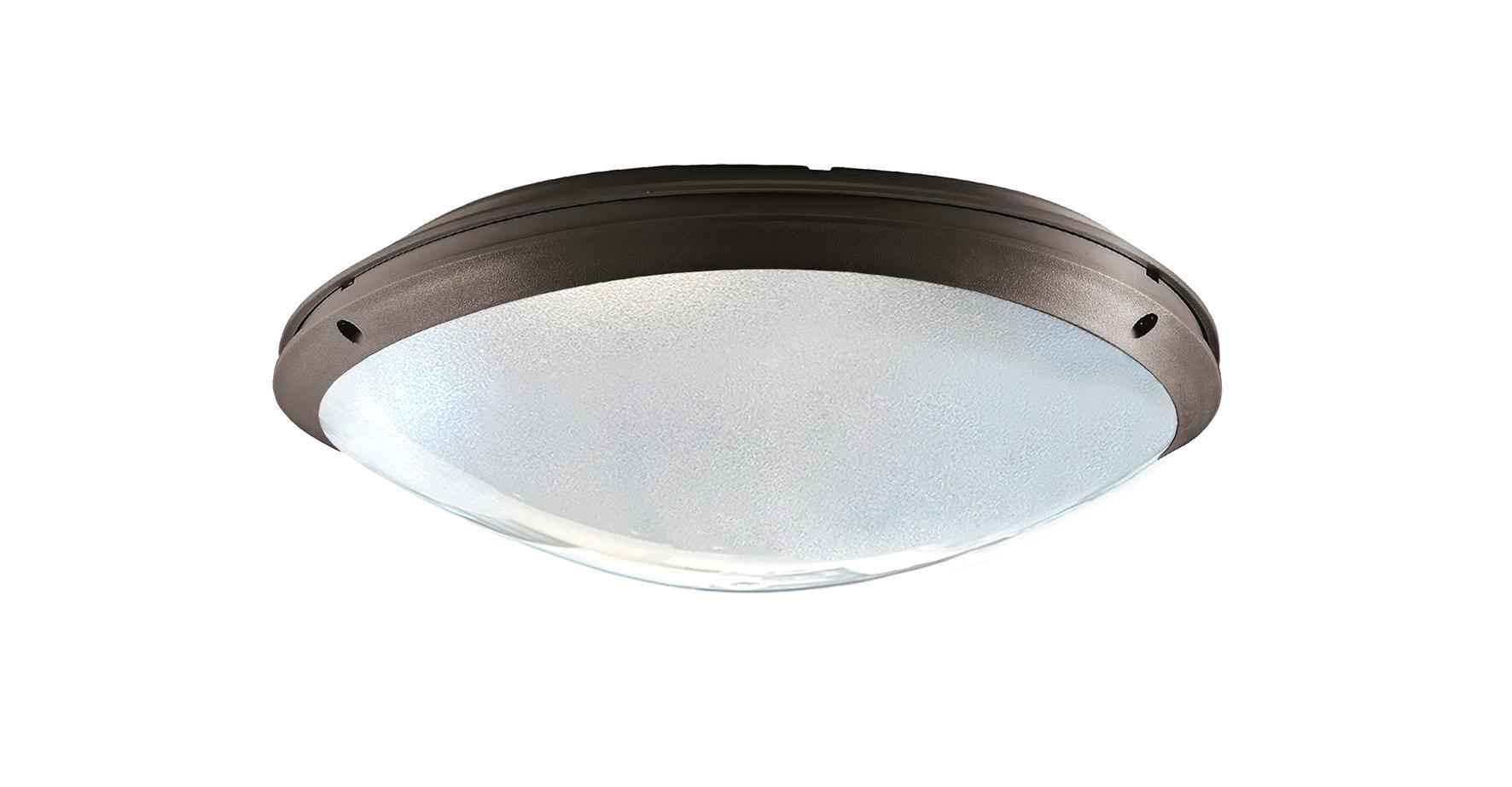 Plafoniera circolare nera Mareco Iris E27 18W IP65 diffusore bianco PMMA