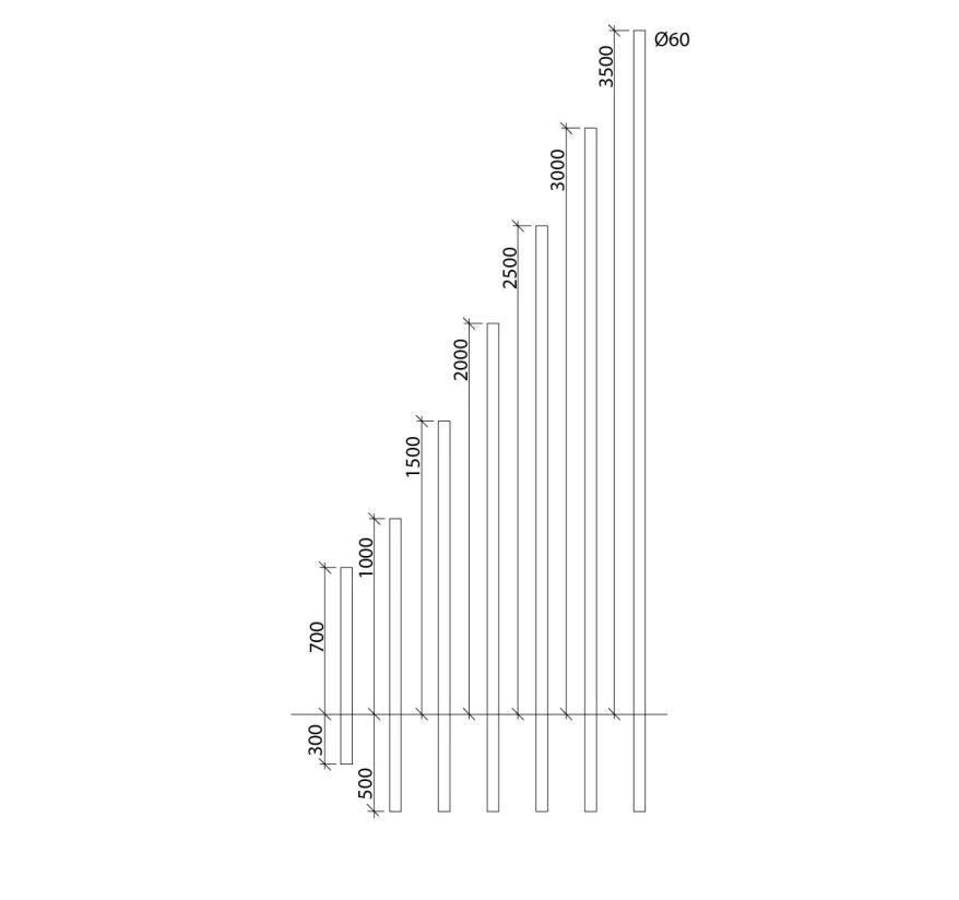disegno tecnico palo illuminazione Mareco cilindrico nero varie altezze uso esterno