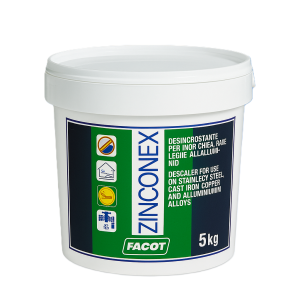 Disincrostante in polvere 5 kg per impianti termici con superfici zincate o in alluminio con indicatore facot zinconex zinck005