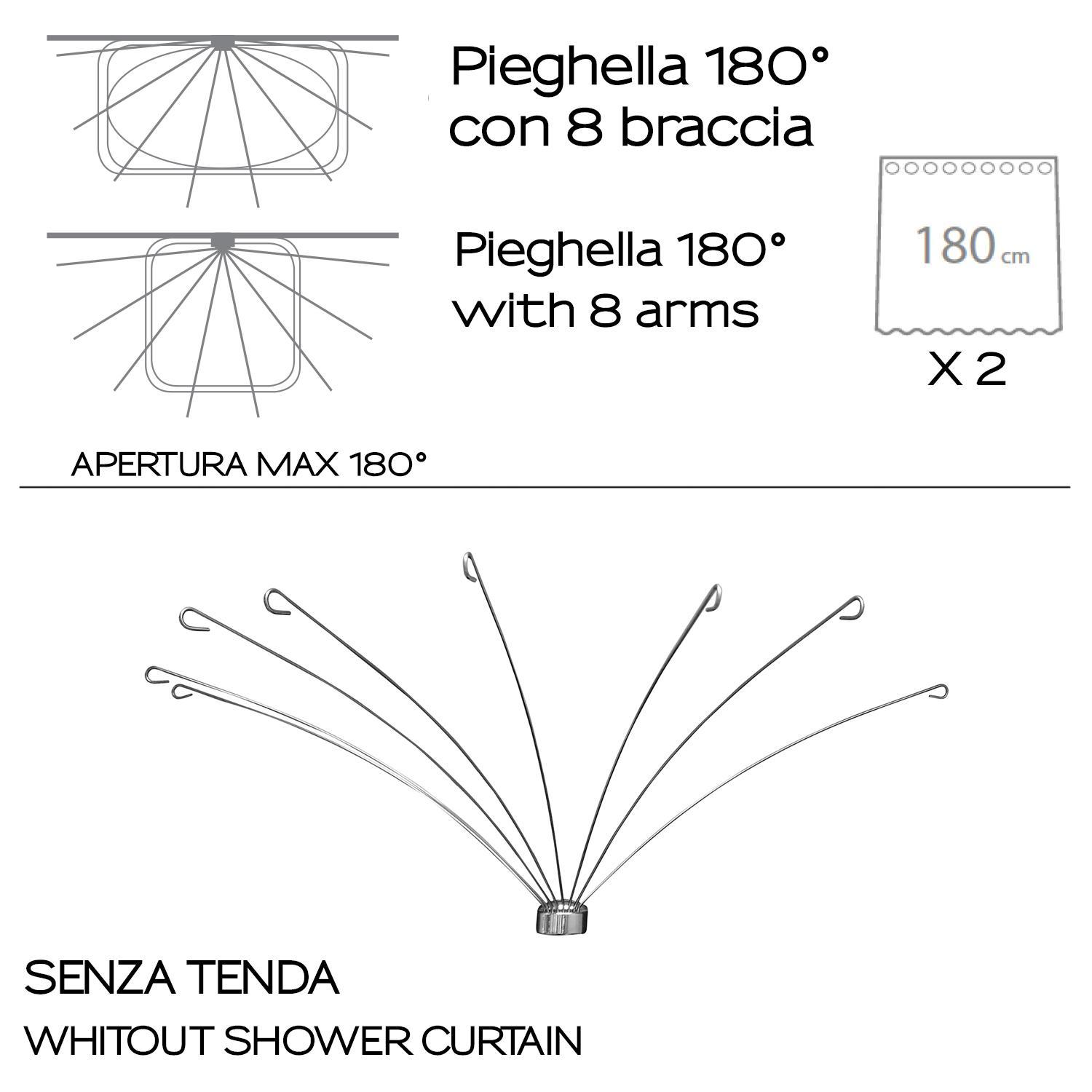 pieghella 180 gradi GEDY struttura a 8 braccia per tenda doccia senza tenda