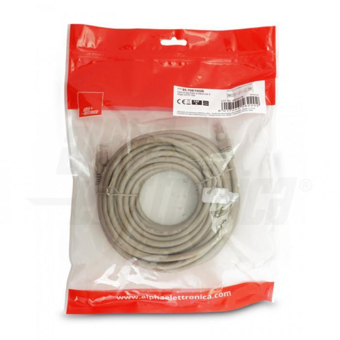 cavo patch cord cat6 utp 10 metri grigio rj45 alpha elettronica