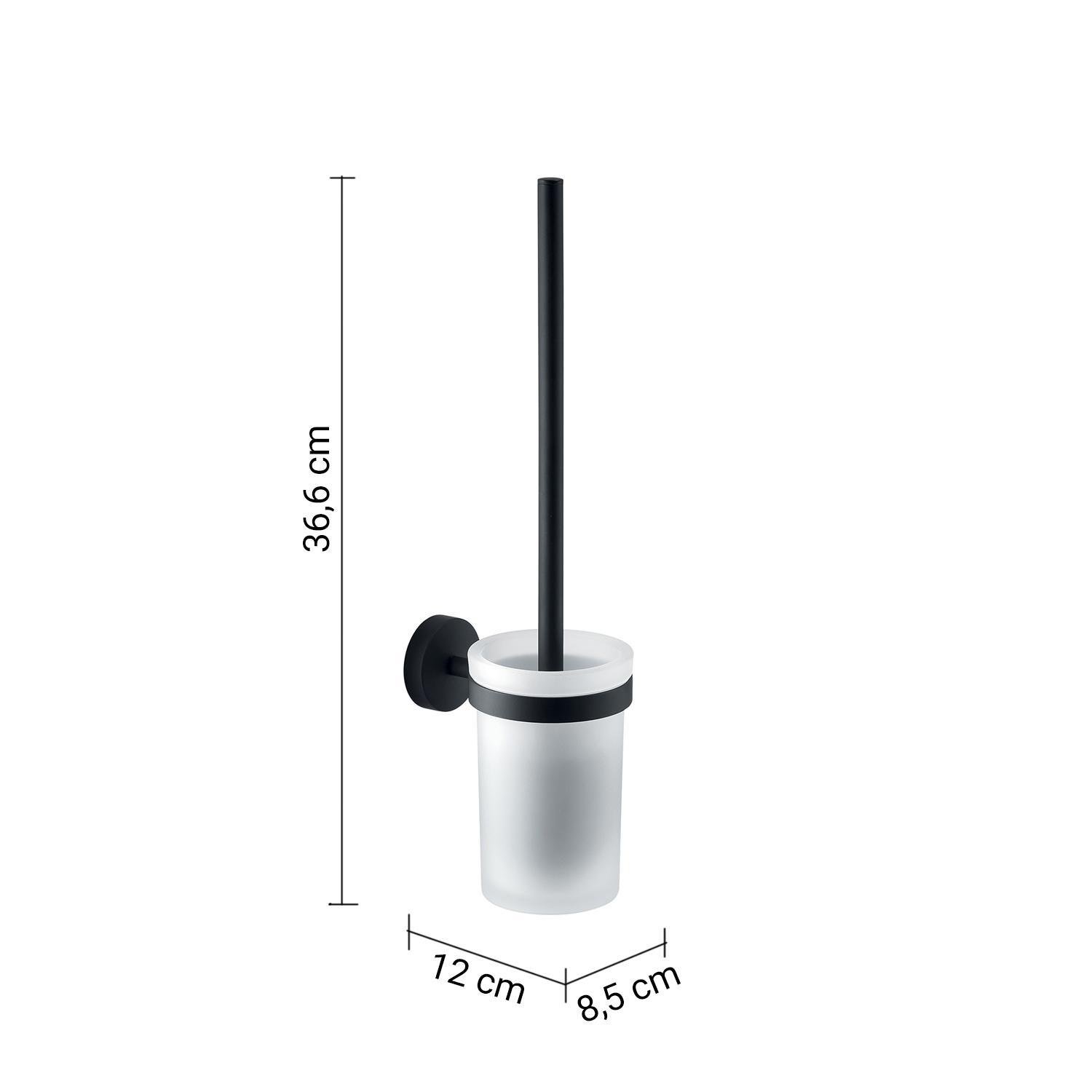 Dimensioni scopino muro nero GEDY 36.6x12x8.5 centimetri con supporto a parete