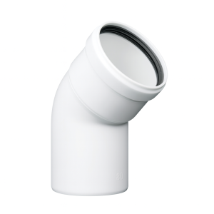Curva 45 gradi maschio femmina ø80 mm in polipropilene bianco con guarnizioni  107621