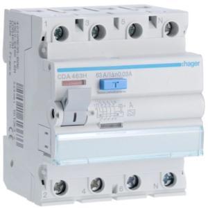 Interruttore differenziale puro 4 poli 63a 30ma tipo a 4 moduli ip20  cda463h